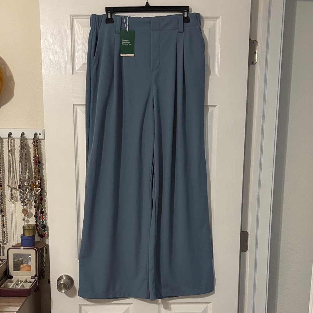 Halara Wide-Leg Women's Waffle Pants in Slate Blue - Picture 5 of 8